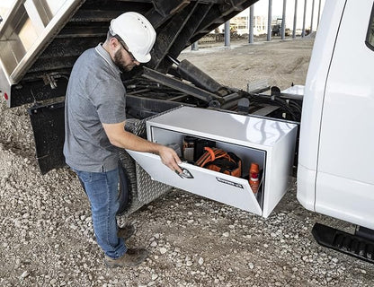 Buyers Products 1702405 White Steel Underbody Truck Tool Box, 18 x 18 x 36, Made in USA, 14 Ga Steel, Locking Stainless Latch, Weather-Resistant, Powder-Coated, Secure Storage for Work Trucks