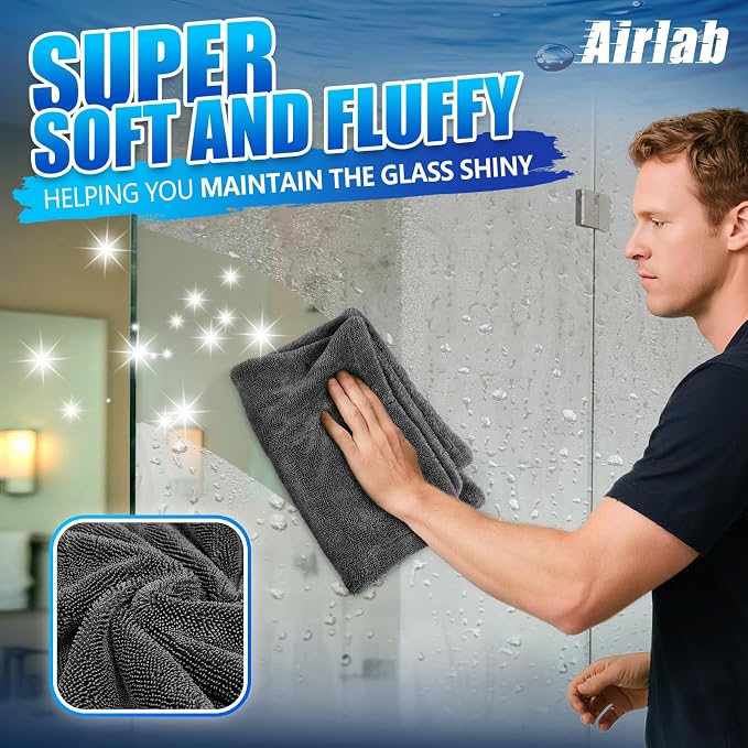 Airlab Car Drying Towel Microfiber Towels for Cars 1200 GSM Wash Auto Detailing Supplies Twist Pile Cleaning Cloth Absorbent Quick Dry Soft Loop Dry Flash Towel, 24 x 16 Inch, Pack of 1, Grey