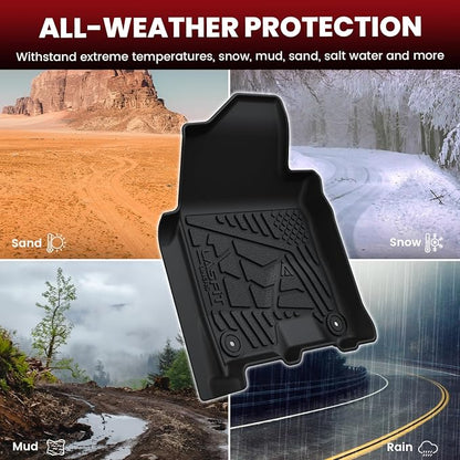 LASFIT Floor Mats for 2019-2025 2026 Ram 2500/3500 Crew Cab Bucket Seat for Carpet & Vinyl Floor (NOT fit Model with PTO Kit), All Weather TPE Custom Fit Car Mats Floor Liners 1st & 2nd Row, Black