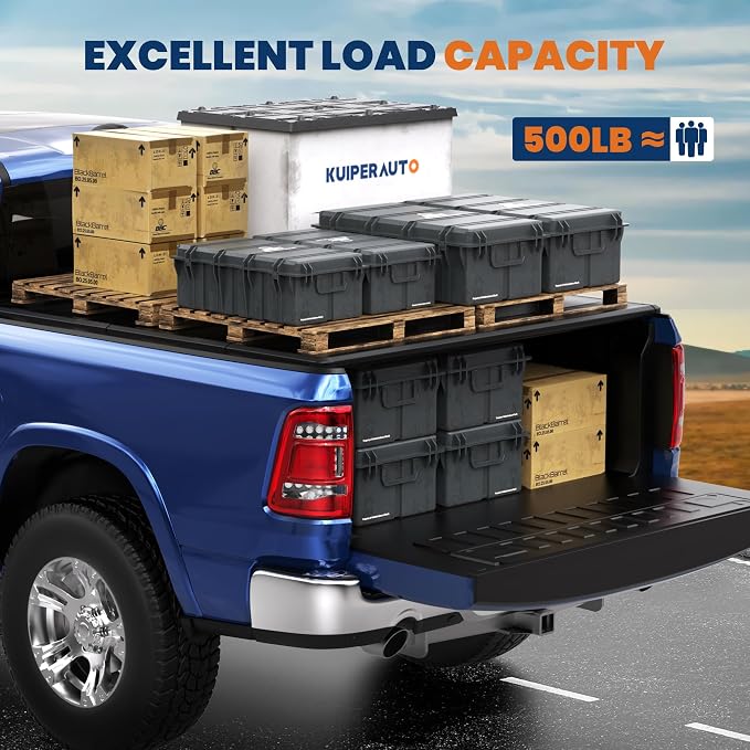 KUIPERAUTO 5.7FT FRP Hard TrI-fold Truck Bed Cover Compatible with 2009-2026 Dodge Ram 1500 (Inclu. 2019-2024 Classic & 2019-2026 New Body Style) Tonneau Cover (w/o Ram Box)