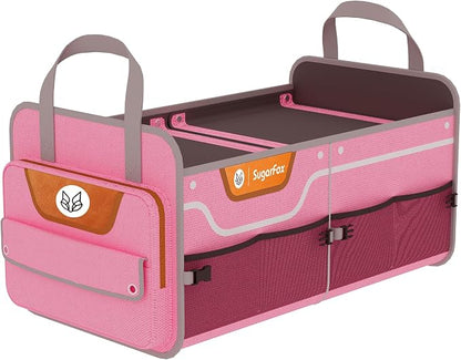 SugarFox Car Trunk Organizer for SUV, 70L Heavy Duty Waterproof Trunk Organizer, Foldable Vehicle Organizer with Anti-Slip Base, 24”x13.8”x11.8”, Pink-M003