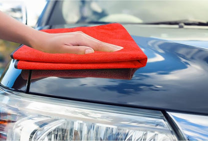 Detailer's Preference Large 320 GSM Microfiber Towels for Car Detailing, Washing, Drying, Ultra Soft Terry Weave, Scratch-Free, Lint-Free, Multi-Surface, Reusable, 16x24 Inch, 12-Pack, Red