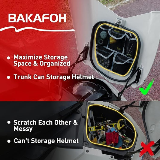 5 Mesh Pockets Front Trunk Lid Organizer Frunk Tool Storage Bag for Can Am Spyder F3 F3-L F3-S F3-T 2015-2025 Accessories (Black w/Gray Piping)