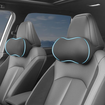 Car Headrest Pillow for Neck Support Memory Foam Car Neck Pillow Universal Fit Head Rest Travel Pillow Car Pillow for Pain Relief While Driving Black 2pc