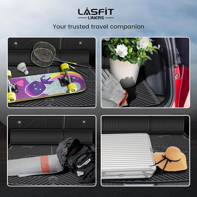 LASFIT Cargo Mat with Backrest Mat for Honda CR-V 2026 2025 2024 2023 (Gasoline & Hybrid & e:FCEV), All Weather Custom Fit TPE Trunk Mat Trunk Liner Cargo Liner with Seatback Mat (Upper Position)