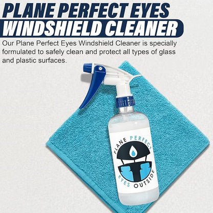 Plane Perfect Eyes Outside Windshield Cleaner - Aviation & Multi Surface Glass, Plastic, Plexiglass - Streak Free, Non Abrasive, Reduces Fog, UV Safe for Airplanes, Cars, Boats & LCD Screens | 128 Oz