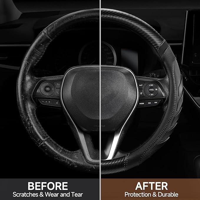 West Llama Truck Steering Wheel Cover for Ford F-150 F-250 F-350 Expedition Ram 1500 2500 3500 Tacoma Tundra, Anti-Slip Grip, 15.5-16 Inch Large Car Steering Wheel Cover (Large Size-Black)