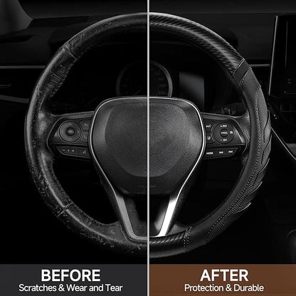West Llama Truck Steering Wheel Cover for Ford F-150 F-250 F-350 Expedition Ram 1500 2500 3500 Tacoma Tundra, Anti-Slip Grip, 15.5-16 Inch Large Car Steering Wheel Cover (Large Size-Black)