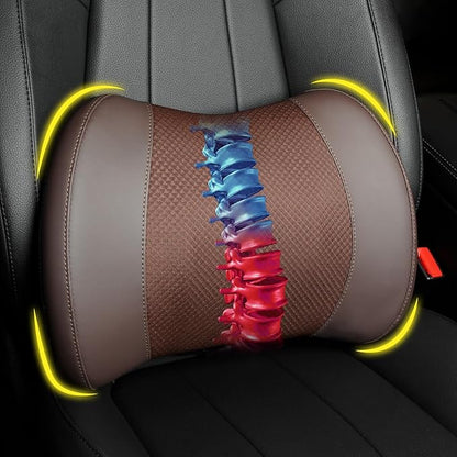 Lofty Aim Lumbar Support Pillow for Car, Memory Foam Lumbar Pillow for Lower Back Pain Relief - Back Cushion for Driving, Chair Support for Car-Office Chair, Wheelchair - Brown