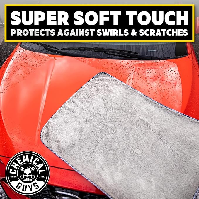 Chemical Guys Woolly Mammoth Large Microfiber Drying Towel - 36 x 25 Inch Gray, Ultra Plush Super Absorbent Car Drying Towel for Cars, Trucks, SUVs, Motorcycles, RVs, and Auto Detailing - 2 Pack
