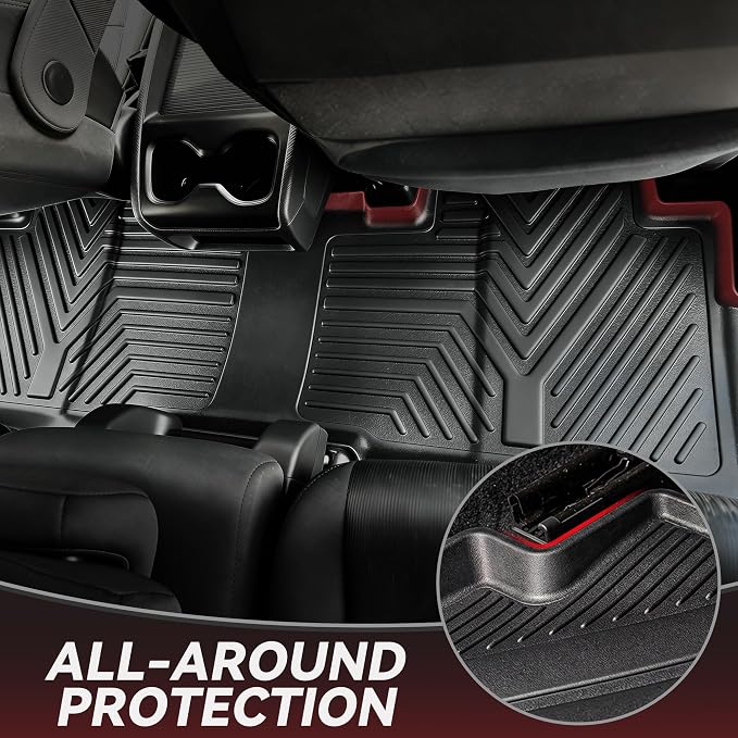 YITAMOTOR Floor Mats Compatible with 2014-2018 Chevy Silverado Double Cab 1500 / GMC Sierra 1500 Double Cab, 2015-2019 2500 HD/3500 HD, Custom Fit All Weather Floor Liners Accessories , 1st & 2nd Row