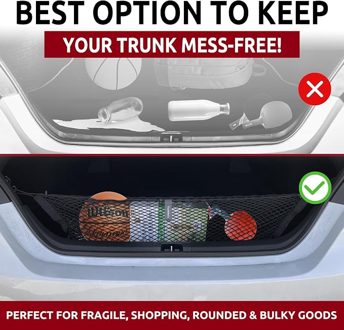 Envelope Style Automotive Elastic Trunk Mesh Cargo Net for Toyota Camry 2018-2026 - Premium Trunk Organizers and Storage - Luggage Net for Sedan - Best Car Organizer for Toyota Camry Hybrid