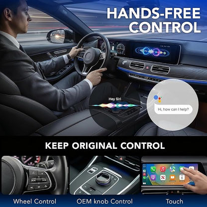 2026 Wireless CarPlay Adapter & Android Auto Wireless Adapter 2-in-1, Apple Car Play Dongle for iPhone & Android, Convert Wired to Wireless, 5.8GHz WiFi No Delay, Plug & Play USB-A/C for OEM Cars