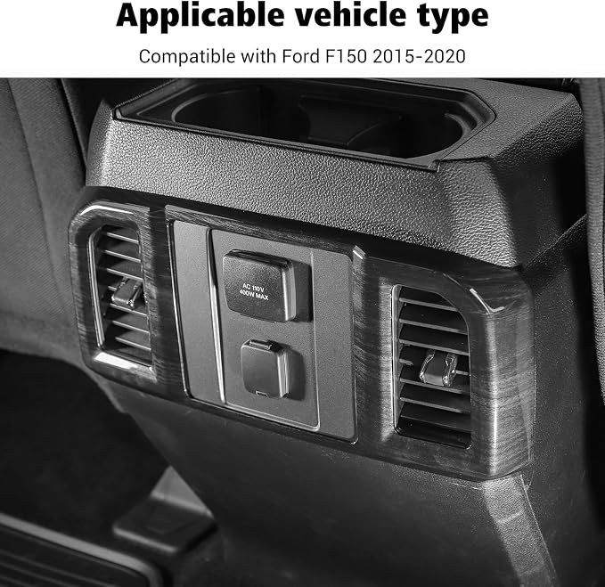 Voodonala for F-150 2015-2020 Center Console Interior Trim Cover Kits Compatible with Ford F150 2015-2020(Black Wood,9Pcs/Set) with Trailer Switch Model