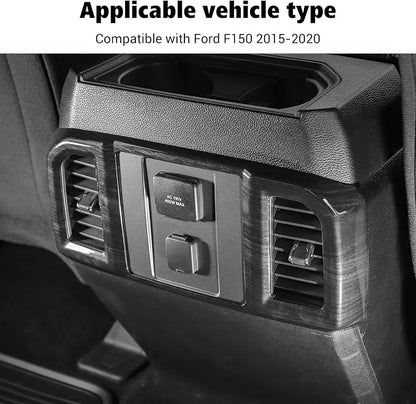 Voodonala for F-150 2015-2020 Center Console Interior Trim Cover Kits Compatible with Ford F150 2015-2020(Black Wood,9Pcs/Set) with Trailer Switch Model