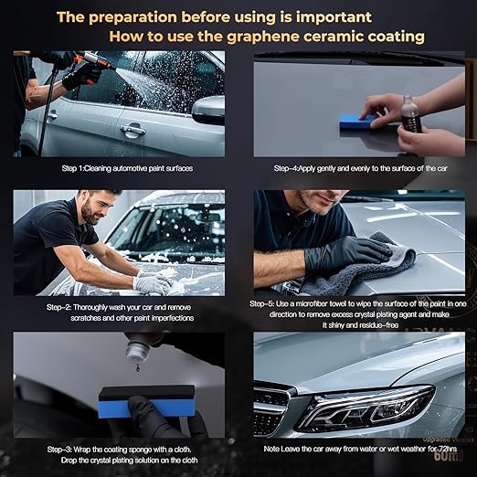 20H Advanced Graphene Ceramic Coating for Cars, Motorcycles & Boats - Self-Cleaning Effect, Ultra-High Gloss, Long-Term Protection (60mL) - Car Detailing Kit