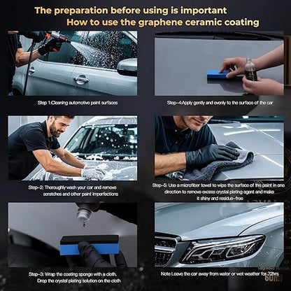 20H Advanced Graphene Ceramic Coating for Cars, Motorcycles & Boats - Self-Cleaning Effect, Ultra-High Gloss, Long-Term Protection (60mL) - Car Detailing Kit