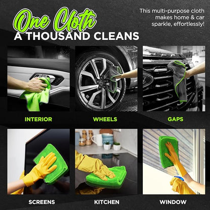 6-Pack Microfiber Towels for Cars (16"×12") Ultra Absorbent and Scratch-Free Car Detailing Cleaning Cloth, Trucks, Home Cleaning, Pet Drying, Boats, and Motorcycles, Gift Packed