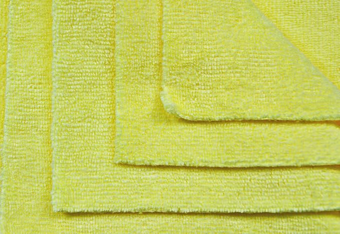 CleanAide Ultrasonic-Cut 300 GSM Microfiber Cleaning Towels, Lint-Free, Scratch-Free, Highly Absorbent, Durable & Reusable with Label-Free Edges for Auto, Home & Commercial Use, 14" x 14", 12-Pack,