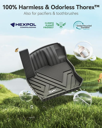 3W Floor Mats for Volkswagen Tiguan 2025 2026, All-Weather Protection TPE Car Mats 2 Rows VW Tiguan Accessories, Black