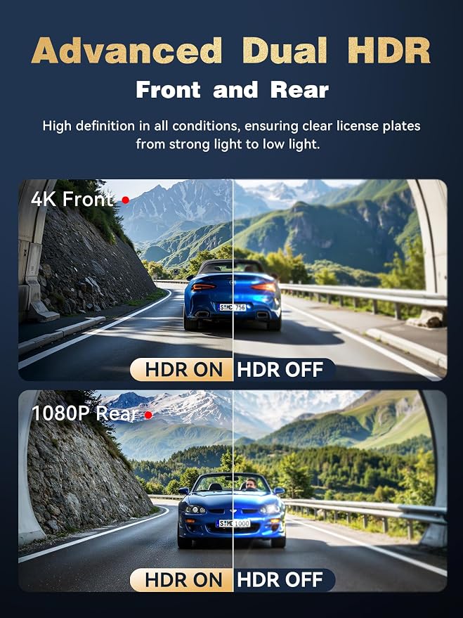 DDPAI 4K Dash Cam Front and Rear, STARVIS 2 IMX678, Built-in 64G eMMC Dual HDR Car Camera, WiFi Dash Camera for Cars with GPS,AI ISP Night Vision 2.0,3" IPS,ADAS,24H Parking Mode,Support 512GB,Z90 Pro