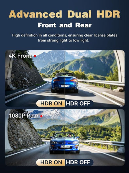 DDPAI 4K Dash Cam Front and Rear, STARVIS 2 IMX678, Built-in 64G eMMC Dual HDR Car Camera, WiFi Dash Camera for Cars with GPS,AI ISP Night Vision 2.0,3" IPS,ADAS,24H Parking Mode,Support 512GB,Z90 Pro