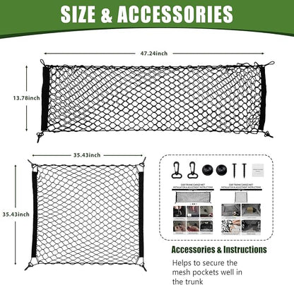 Trunk Cargo Net for 2010-2024 Toyota 4Runner 2 Row Model Only, Trunk Organizer Luggage Mesh Net Anti-Slip Rear Cargo Netting for 4 Runner SUV Accessories(Envelope Style+Floor Style)