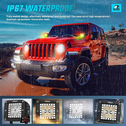Nilight LED Pods 3 Inch 18W Cube Flood Offroad Work Light with RGB Halo Strip Multi Chasing Flash Strobe Mode APP & Remote Control IP67 Waterproof for Truck Pickup Golf Cart SUV ATV UTV 4x4 Van Camper
