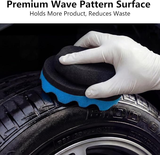 2 Pack Large Tire Shine Applicator Pad - Hex Grip Tire Applicator Sponge, Reusable Foam Sponge Tool for Car Detailing, Ideal for Applying Tire Shine & Tire Cleaner After Car Wash, Car Cleaning