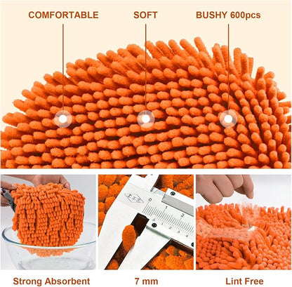 Ordenado 62" Car Wash Brush Kit Mitt Mop Sponge with Long Handle Chenille Microfiber Car Cleaning Brush Kit Supplies Car Washing Mop Kit Car Care Kit of Scratch-Free Replacement Head for Car RV Truck