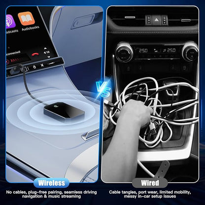 2026 Upgraded Wireless CarPlay Adapter for iPhone – Convert Factory Wired to Wireless Plug-and-Play USB-A/USB-C, No Latency Siri/HD Nav, Compatible with Car with Wired CarPlay & iOS 10+