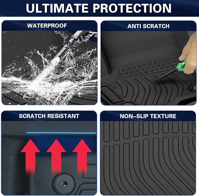 All Weather Floor Mats for 2021-2023 Toyota Sienna, Floor Mats Fits 1st & 2nd & Row, 3D Anti-Slip Waterproof TPE Rubber Protector Car Mats Full Set Liners