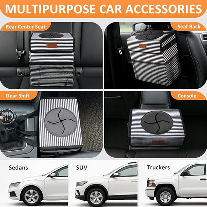 Vankor Car Trash Can for Car Cute, Bag Bin Hanging Waterproof Automotive Garbage Cans Leak Proof Vehicle Trash Can Stripe