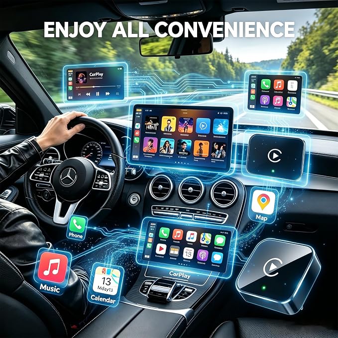 Upgraded Wireless CarPlay Adapter | Broader Compatibility & Reliable Connection, Supports iPhone & Android Phones, Compact Size for Stable CarPlay & Android Auto Linkage