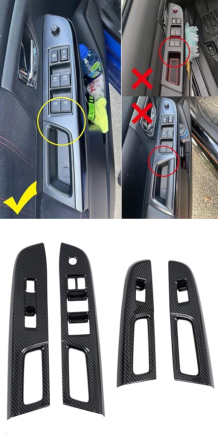 HIGH FLYING Carbon Fiber Grain Car Interior Accessories Window Switch Regular Cover Trim Kit ABS 4pcs LHD ONLY for Subaru WRX STI 2017 (Only Fit Year of 2017)