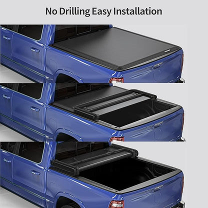 oEdRo Soft Tri-fold Truck Bed Tonneau Cover On Top Compatible with 2015-2026 Chevy Colorado/GMC Canyon with 5ft Bed, Fleetside