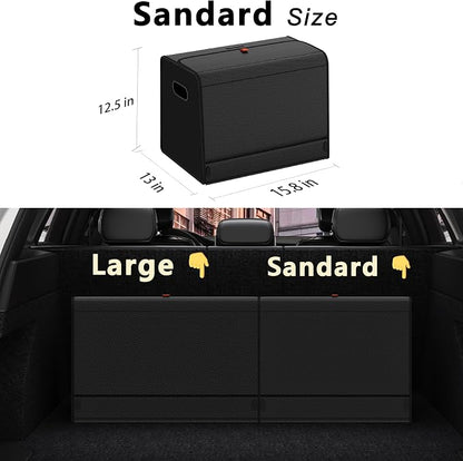 GMQ Car Trunk Organizer for SUV,Car Organizers and Storage with Collapsible Storage, Magnetic Lid Large Capacity for SUV, Truck, MPV (Carbon Black, M-15.8×13×12.5 IN)