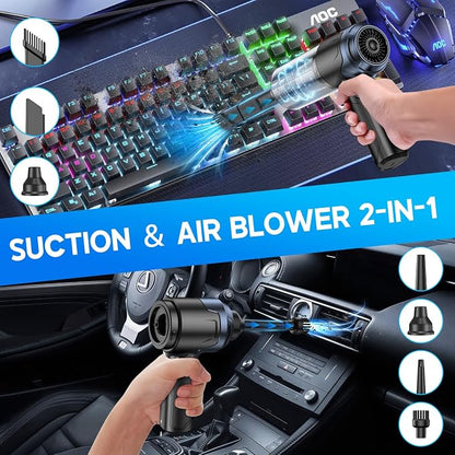JONYJ Handheld Car Vacuum Cleaner, 16000PA Hand Held Vacuum Portable Cordless, 2 in 1 Air Duster and Vacuum Cleaner with LED Light, Multi-Nozzles, 120W High Power Mini Vacuum for Home, Pet, Office
