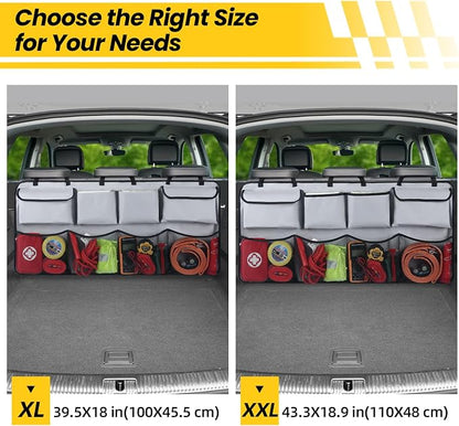 Snuopfy Car Backseat Hanging Trunk Organizer – Gray, 8 Large Storage Bags - Super Capacity Storage Solution for SUVs, Trucks, Vans, and Cars - Ultimate Car Organization for a Clutter-Free Space