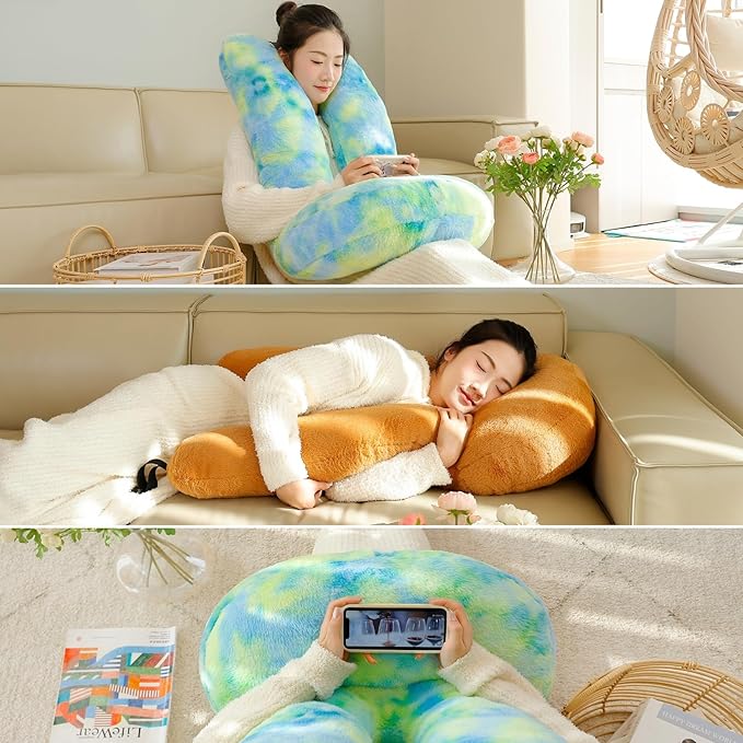 FHSGGP Travel Pillow Car Travel Sleep Support Pillow | 2-in-1 Lap Pillow and Car Pillow With Neck and Body Support for Adults and Kids on Long Trips Kids Travel Pillow Black