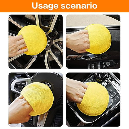 FONAROLL Microfiber Wax Applicator Pads, Car Wax Applicator with Finger Pocket, Buffing & Detail Polishing Foam Pads for Car Cleaning and Fine Polishing (5 inch, 6 Pack) (Yellow)