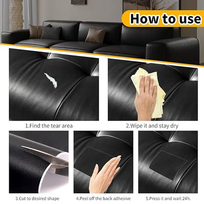 JuCheng Leather Repair Kit -Leather Repair Patch Self-Adhesive Waterproof Patch & Glue for Furniture, Car Seats, Sofa, Couch, Vinyl - Instant Fix for Tears & Scratches (Grey, 17X158 inch)