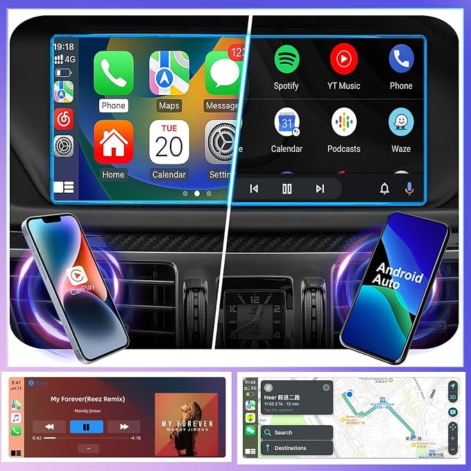 Wireless Carplay/Android Auto Adapter for Toyota with Entune2.0 & Touch2 2014-2019 Retrofit Kit Decoder Fits for Tundra/Highlander/RAV4/Tacoma/Camry/Corolla/Avalon/Prius/CH-R/Sienna/Camry