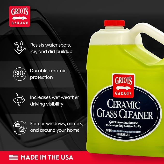 Griot's Garage Ceramic Glass Cleaner Spray for Car Windows, Windshields, Mirrors and Home Use, Cleans and Protects, Streak-Free, 11009, One Gallon