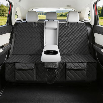 Bark Lover Dog Car Seat Cover for Back Seat,Armrest Compatible, Waterproof Backseat Protector, Nonslip Rear Seat Cover for Dogs & Kids, Universal Size Fits Cars Trucks SUVs(Black)
