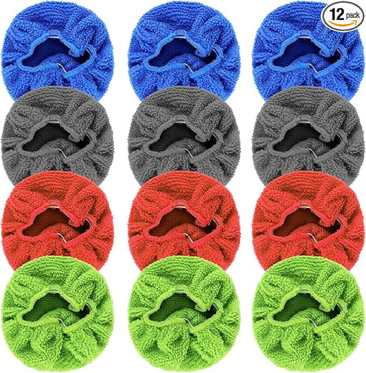 wuyaoyao 12PCS Car Windshield Cleaning Tool Bonnets, Microfiber Cleaning Cloth for Windshield Cleaning Tool, Replaced Car Care Microfiber Windshield Cleaner Cloths Pad, Fits 3" Plate (12PCS)