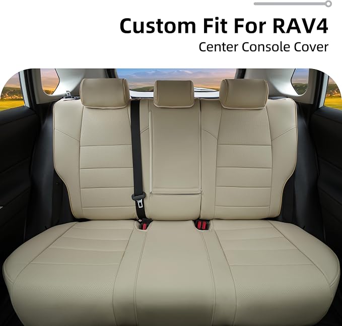 Lolcar RAV4 Seat Covers Custom Fit for Toyota RAV4 2019 2020 2021 2022 2023 2024 2025 LE,XLE,XLE Premium,Limited,Airbag Compatible,Seat Cover Full Set for SUV, Waterproof Leather（Beige）