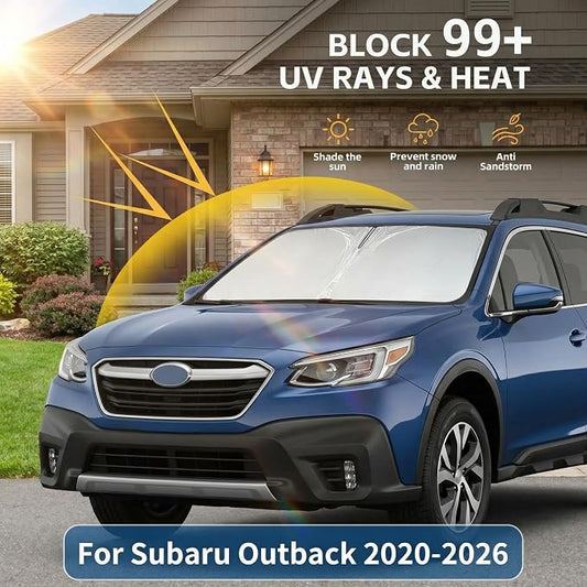 for Subaru Outback 2020-2024 2025 2026 Windshield Sun Shade - Front Window Shade Custom Fit Outback Accessories Sun Visor Foldable Sunshade Blocks UV Rays Summer Must Have Car Accessories