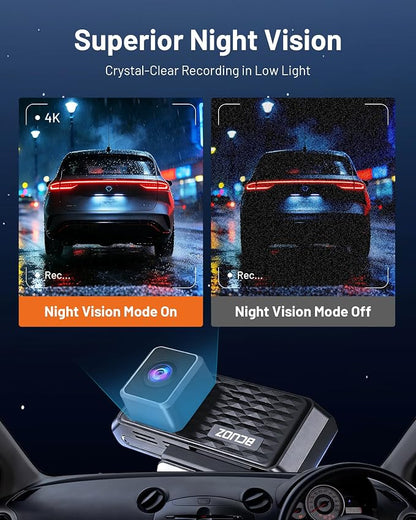 4K+4K Dual Dash Cam Front and Rear, 5.8GHz WiFi Dash Camera for Cars with 3.39" IPS Touchscreen, 170° Wide Angle, G-Sensor, 24H Parking Mode, Free 64GB Card Included (GS200)