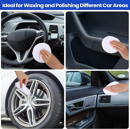 Tallew 50 Pcs Car Wax Microfiber Applicator Pads 5" Diameter Polishing Foam Pads Tire Soft Foam Sponge for Cars Detail Buffing Cleaning Polishing(5 Colors)